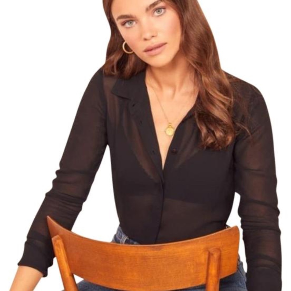 Reformation Violet Sheer Button Down NWOT